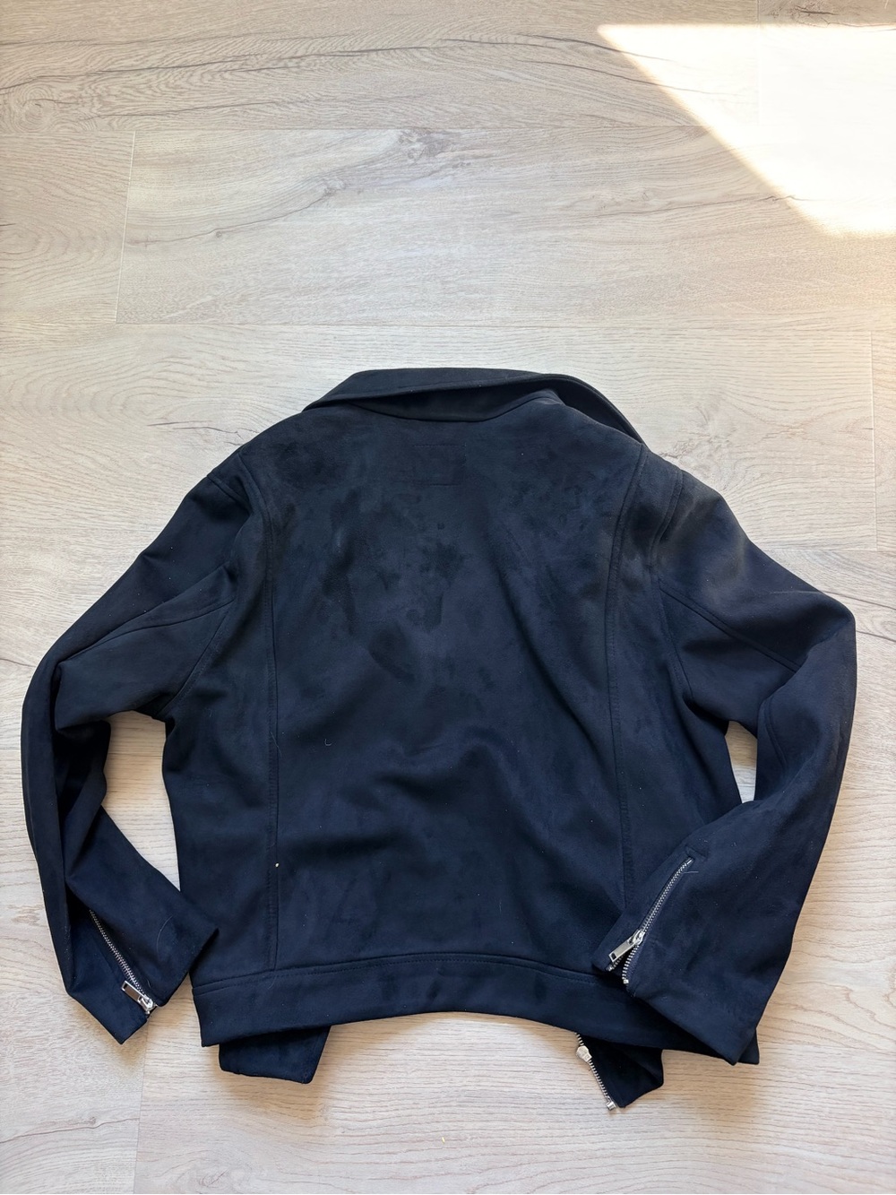 Old Navy Black Faux Suede Moto Jacket Sz XL - Picture 3 of 3